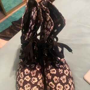Disney Women's Black and White Mickey Mouse Boots